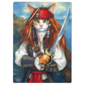 Swashbuckler Pirate Cat | Fantasy Character Art Klemmbrett (Rückseite)