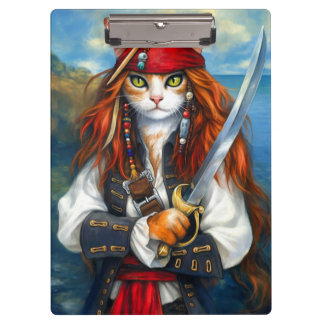 Swashbuckler Pirate Cat | Fantasy Character Art Klemmbrett