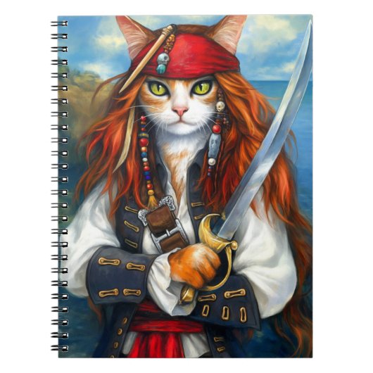 Swashbuckler Pirate Cat | Fantasy Character Art Notizblock (Vorderseite)