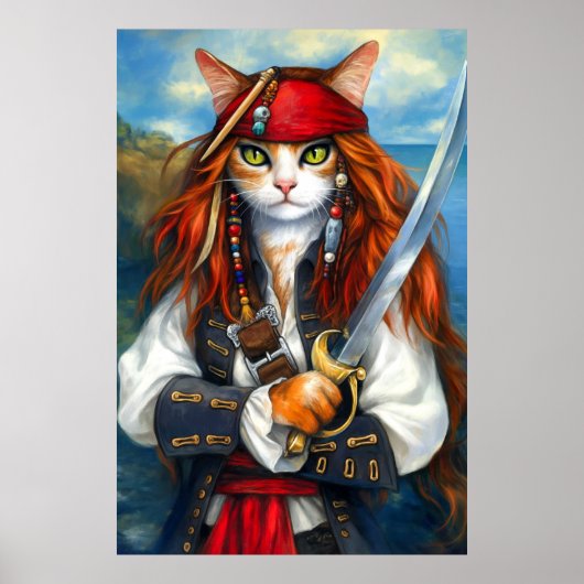 Swashbuckler Pirate Cat | Fantasy Character Art Poster (Vorne)