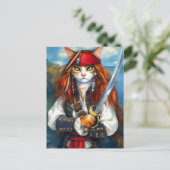Swashbuckler Pirate Cat | Fantasy Character Art Postkarte (Stehend Vorderseite)