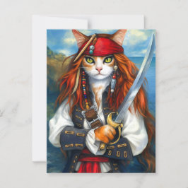 Swashbuckler Pirate Cat | Fantasy Character Art Postkarte