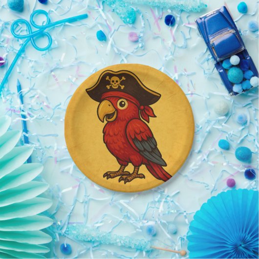 Swashbuckling Pirate Parrot Treasure Pappteller (Party)