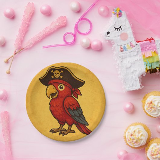 Swashbuckling Pirate Parrot Treasure Pappteller (Party)