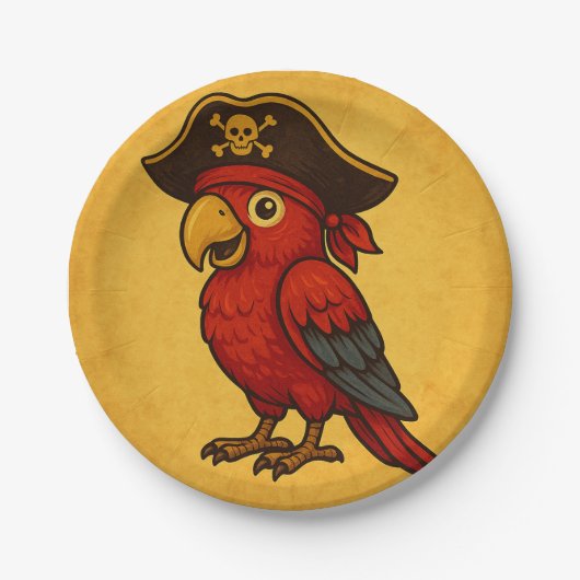 Swashbuckling Pirate Parrot Treasure Pappteller (Vorderseite)