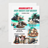 Swashbuckling Piraten Mädchen Insel Schatzschiff Einladung (Vorne/Hinten)