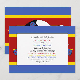 Swasifahne, Flagge von Eswatini Hochzeit Einladung
