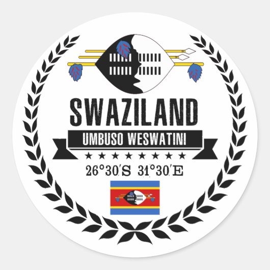 Swasiland Runder Aufkleber (Vorderseite)