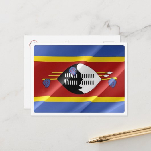 Swasiland - Waving Flag - Postkarte (Vorderseite/Rückseite Beispiel)