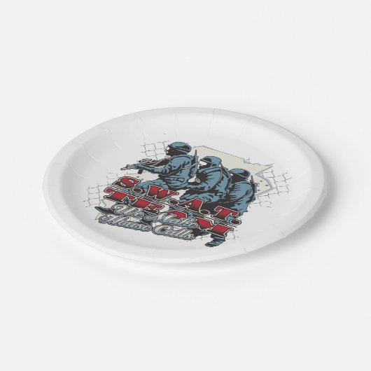 SWAT-Team-Hausbesuche Pappteller (Schrägansicht)