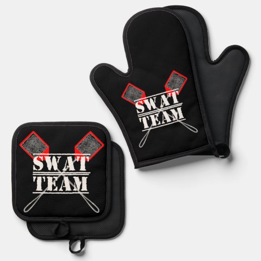 SWAT Team Oven Mitt und Pot Holder Ofenhandschuh & Topflappen-Set (Vorderseite/Rückseite)
