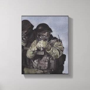 SWAT Team Police Print Original Watercolor Miranda Leinwanddruck