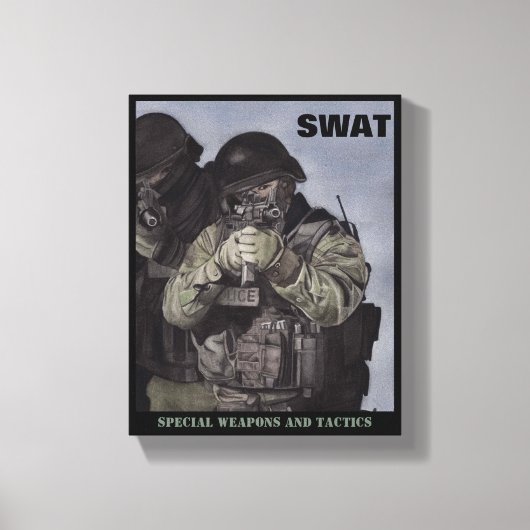 SWAT Team Police Print Original Watercolor Miranda Leinwanddruck (Vorderseite)
