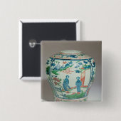 Swatow vielfarbiges eiförmiges Glas, Ende des 16. Button (Vorne & Hinten)