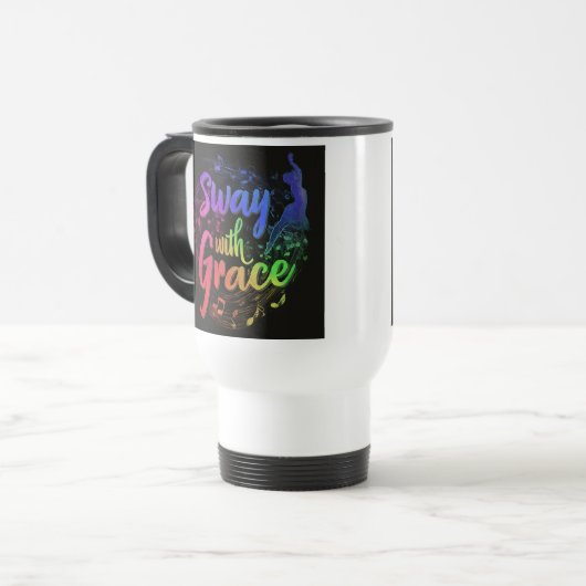 "Sway with Grace" Reisecoffee Mug. Reisebecher (Vorderseite Links)