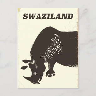 Swaziland Rhino Vintages Reiseposter Postkarte