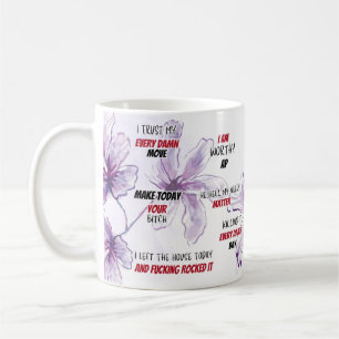 Swear Affirmation Watercolor Floral Kaffeetasse