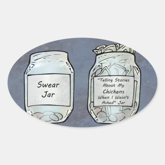 Swear Jar und Chicken Jar Ovaler Aufkleber (Vorderseite)