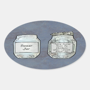 Swear Jar und Chicken Jar Ovaler Aufkleber