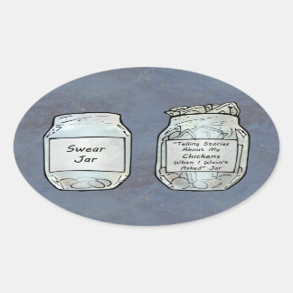 Swear Jar und Chicken Jar Ovaler Aufkleber