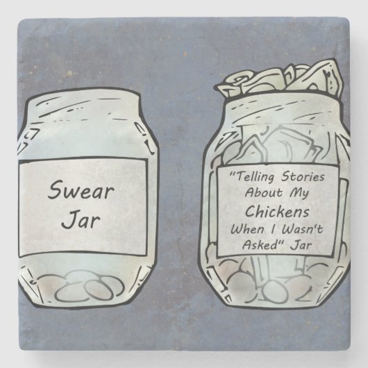 Swear Jar und Chicken Jar Steinuntersetzer (Vorderseite)