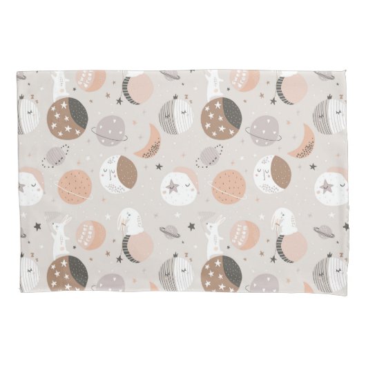 Sweat Dream Bunnies im Weltraummuster Kissenbezug (Vorderseite)
