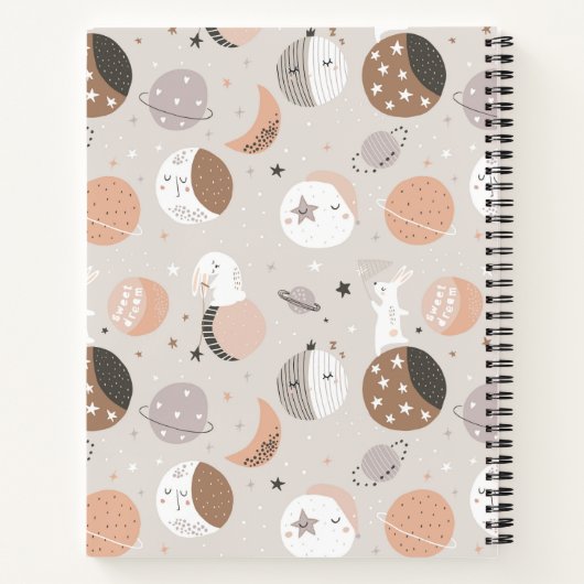 Sweat Dream Bunnies im Weltraummuster Notizblock (Rückseite)