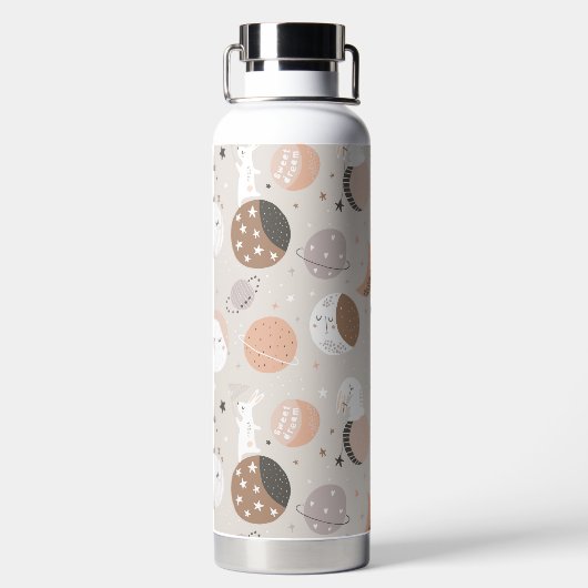 Sweat Dream Bunnies im Weltraummuster Trinkflasche (Rückseite)