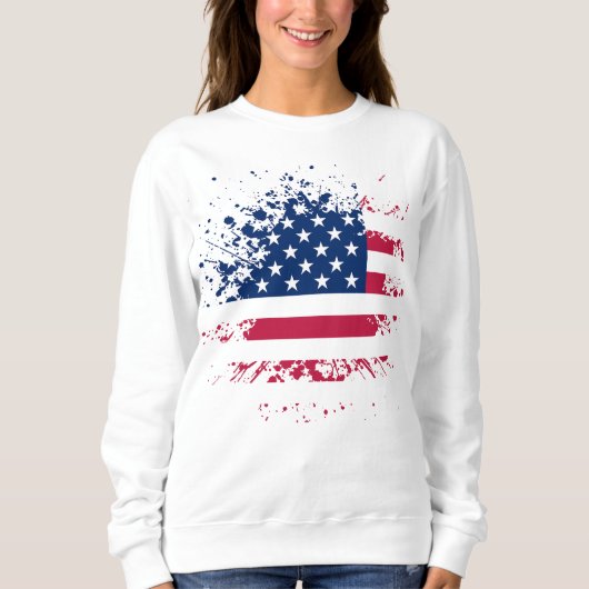 Sweat Frau Blanc Basic die USA Flag Sweatshirt (Vorderseite)
