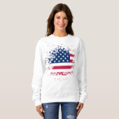 Sweat Frau Blanc Basic die USA Flag Sweatshirt (Vorne ganz)