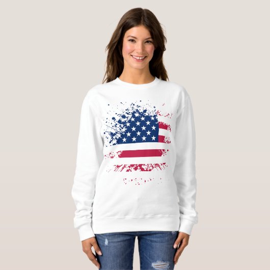 Sweat Frau Blanc Basic die USA Flag Sweatshirt (Vorne ganz)