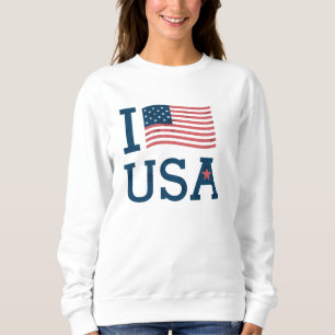 Sweat Frau Blanc Basic I Love die USA Sweatshirt