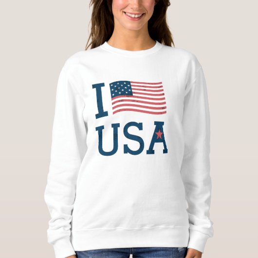 Sweat Frau Blanc Basic I Love die USA Sweatshirt (Vorderseite)