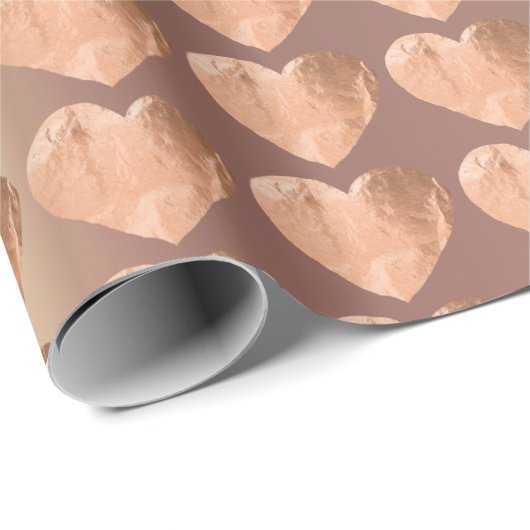 Sweat Heart Blush Pink Rose Gold Pearly Metallic Geschenkpapier (Rolleneckpunkt)