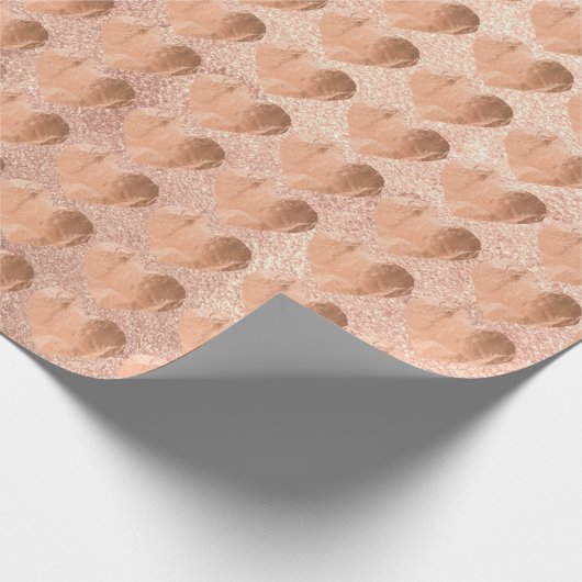 Sweat Heart Blush Rose Gold Kupfer Metallic Geschenkpapier (Ecke)