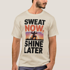 Sweat Now Shine Später Motivierend Fitness Kunst T-Shirt