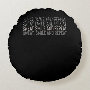 Sweat Smile Repeat Fitness Workout Motivation Rundes Kissen