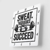 Sweat Struggle Erfolg Barbell Workout Quadratische Wanduhr (Winkel)