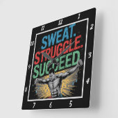 Sweat Struggle Erfolgreiches Street Workout Quadratische Wanduhr (Winkel)