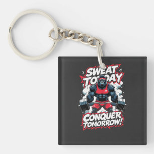 Sweat Today Conquer Tomorrow Motivierend Gym T-SH Schlüsselanhänger
