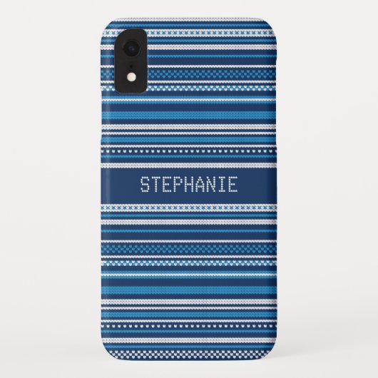 Sweater Blue Strip Weihnachten Personalisiert Case-Mate iPhone Hülle (Rückseite)