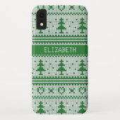 Sweater Green White Christmas Tree Personalisiert Case-Mate iPhone Hülle (Rückseite)