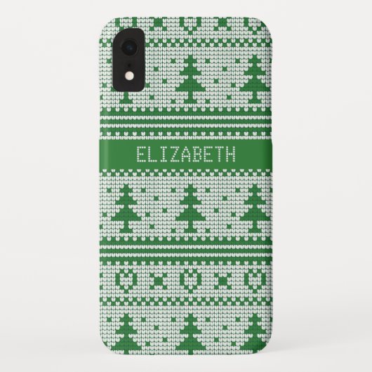 Sweater Green White Christmas Tree Personalisiert Case-Mate iPhone Hülle (Rückseite)