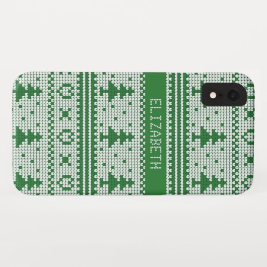 Sweater Green White Christmas Tree Personalisiert Case-Mate iPhone Hülle (Rückseite (Horizontal))