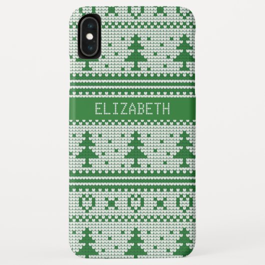 Sweater Green White Christmas Tree Personalisiert Case-Mate iPhone Hülle (Rückseite)
