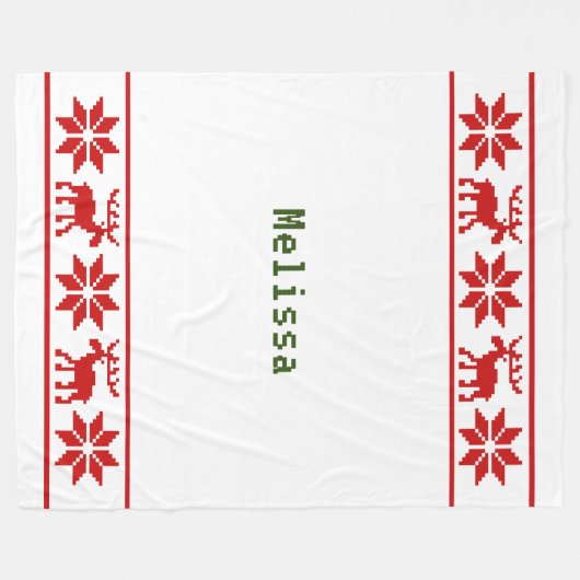 Sweater Look White, Red Stars Rentier Weihnachten Fleecedecke (Vorderseite (Horizontal))