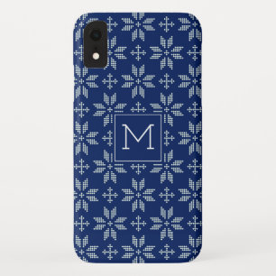 Sweater Navy White FairIsle Xmas Holiday Monogram Case-Mate iPhone Hülle