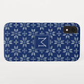 Sweater Navy White FairIsle Xmas Holiday Monogram Case-Mate iPhone Hülle (Rückseite (Horizontal))