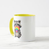 Sweater Personalisierter Raccoon mit Regenbogenher Tasse (Vorderseite Links)