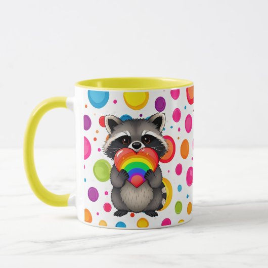 Sweater Personalisierter Raccoon mit Regenbogenher Tasse (Links)